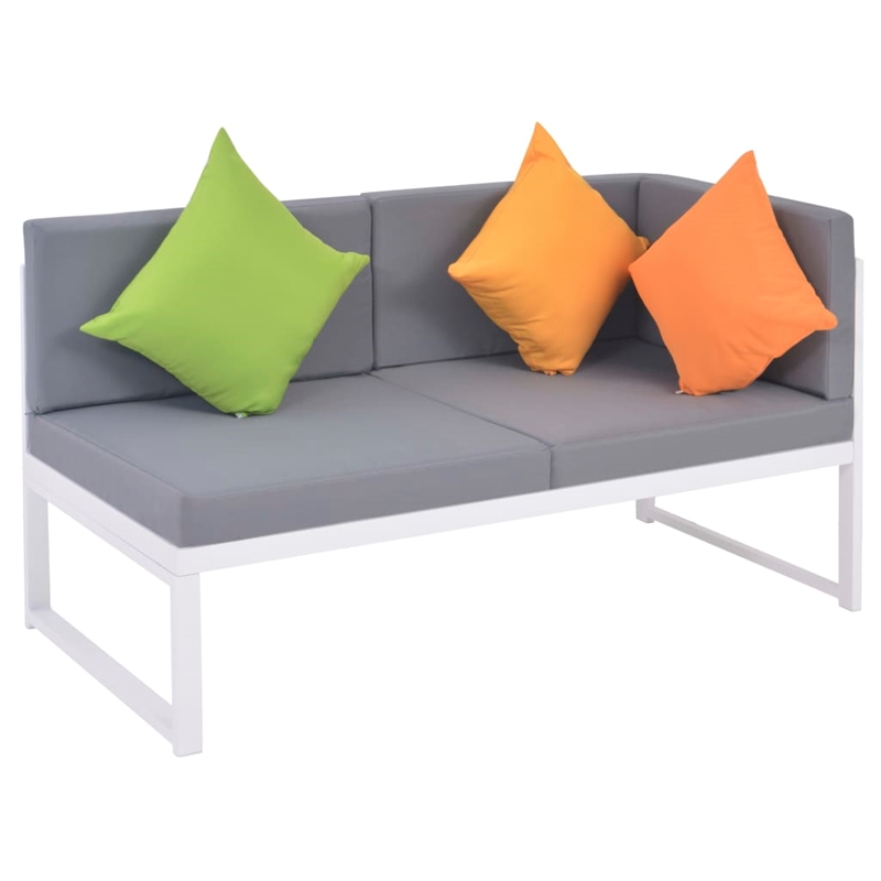 vidaXL 4 Piece Aluminum Sofa Set in White/Brown