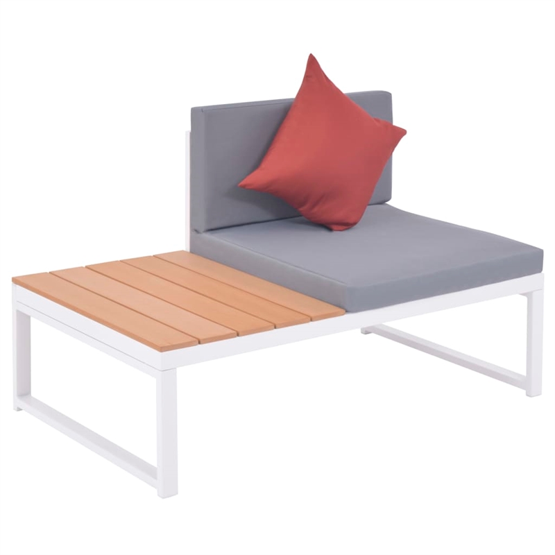 vidaXL 4 Piece Aluminum Sofa Set in White/Brown