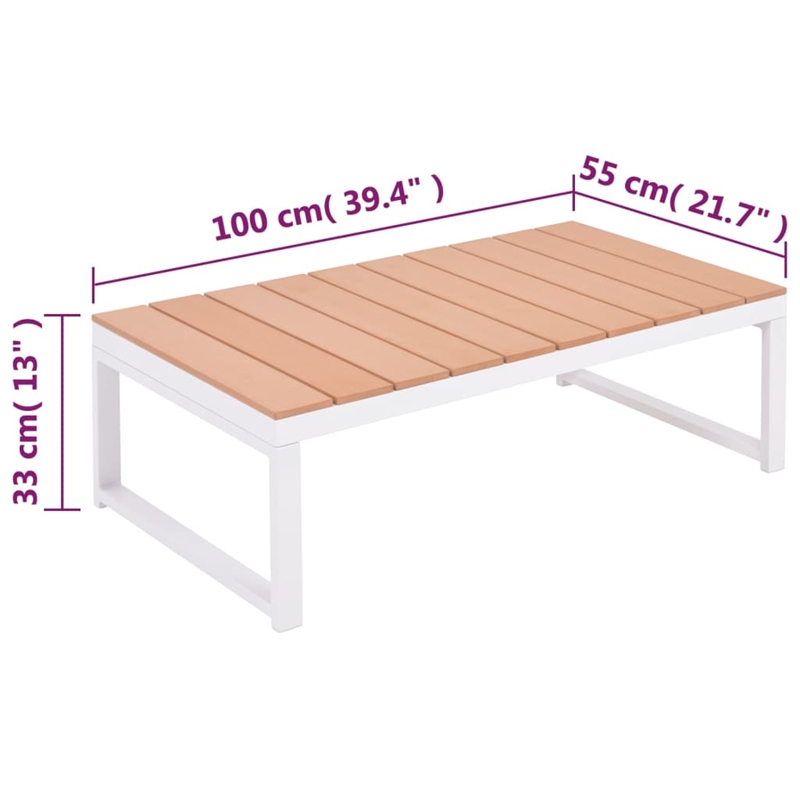 vidaXL 4 Piece Aluminum Sofa Set in White/Brown
