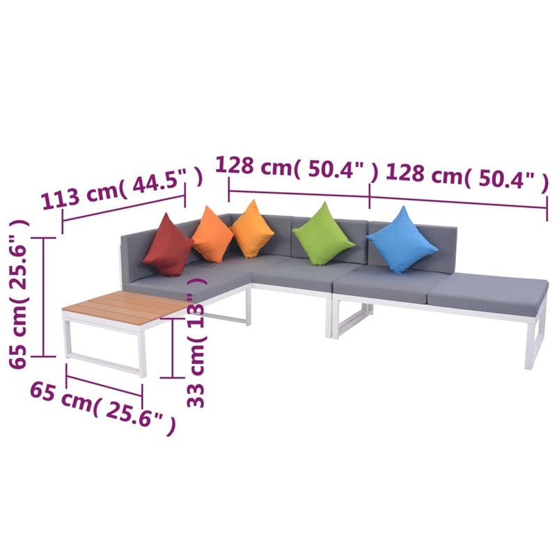 vidaXL 4 Piece Aluminum Sofa Set in White/Brown