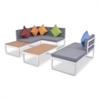 vidaXL 4 Piece Aluminum Sofa Set in White/Brown