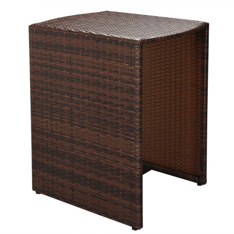 vidaXL 3 Piece Steel Small Furniture Set in White/Brown/Cream
