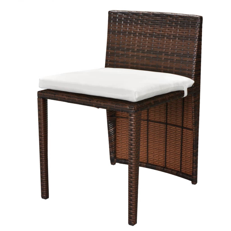 vidaXL 3 Piece Steel Small Furniture Set in White/Brown/Cream