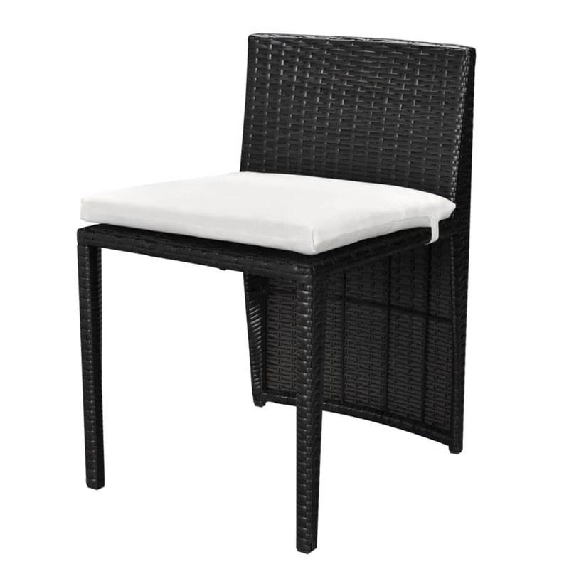 vidaXL 3 Piece Poly Rattan Furniture Set in Black/White/Cream