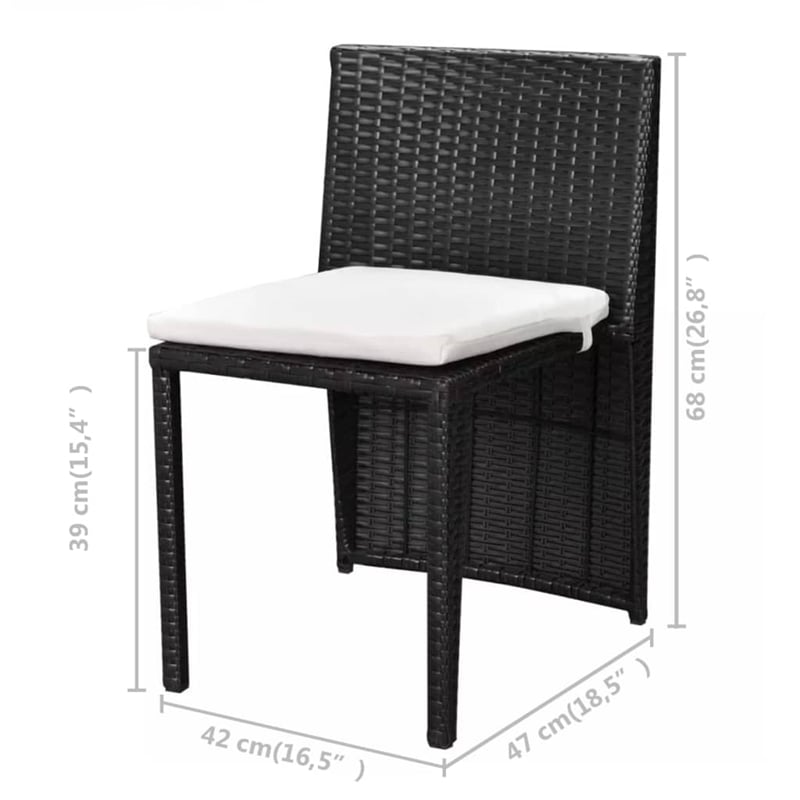 vidaXL 3 Piece Poly Rattan Furniture Set in Black/White/Cream