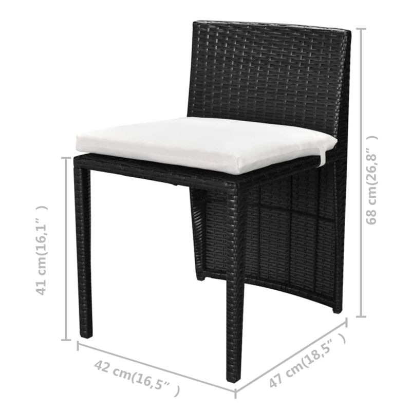 vidaXL 3 Piece Poly Rattan Furniture Set in Black/White/Cream