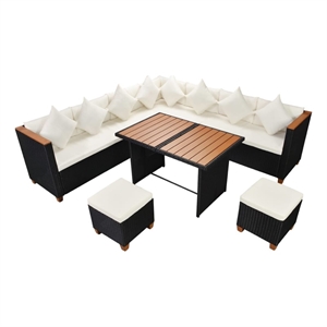 vidaXL 7 Piece Steel Large Patio Furniture in Black/Cream