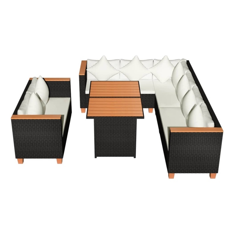 vidaXL 5 Piece Poly Rattan Small Patio Furniture in Black/White/Cream