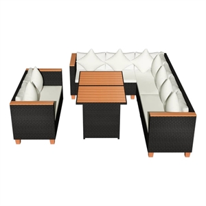 vidaXL 5 Piece Poly Rattan Small Patio Furniture in Black/White/Cream
