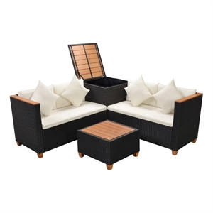 vidaXL 4 Piece Steel Patio Furniture in Black