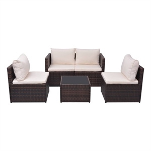 vidaXL 5 Piece Steel Garden Furniture Set in Brown