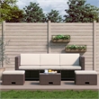 vidaXL 4 Piece Steel Sofa in White/Brown/Cream