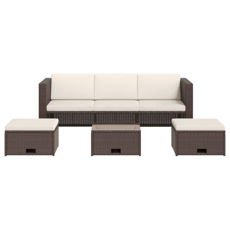 vidaXL 4 Piece Steel Sofa in White/Brown/Cream