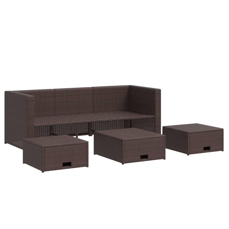vidaXL 4 Piece Steel Sofa in White/Brown/Cream