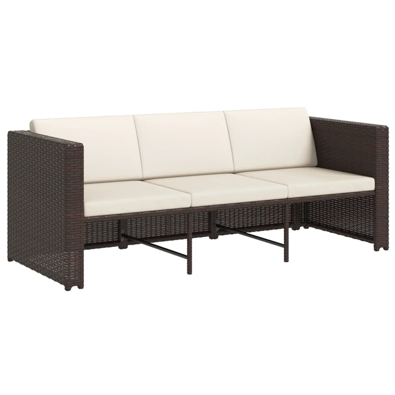 vidaXL 4 Piece Steel Sofa in White/Brown/Cream