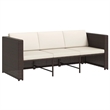 vidaXL 4 Piece Steel Sofa in White/Brown/Cream