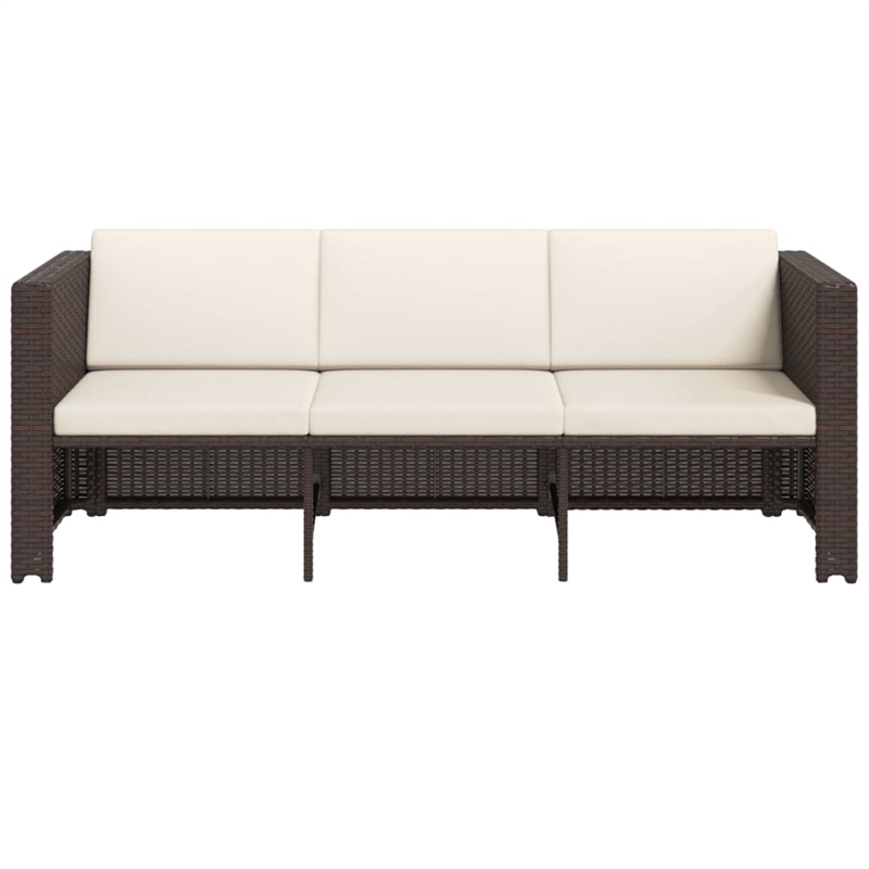 vidaXL 4 Piece Steel Sofa in White/Brown/Cream