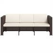 vidaXL 4 Piece Steel Sofa in White/Brown/Cream