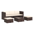 vidaXL 4 Piece Steel Sofa in White/Brown/Cream