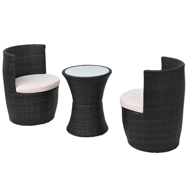 vidaXL 3 Piece Sofa in Black/Cream