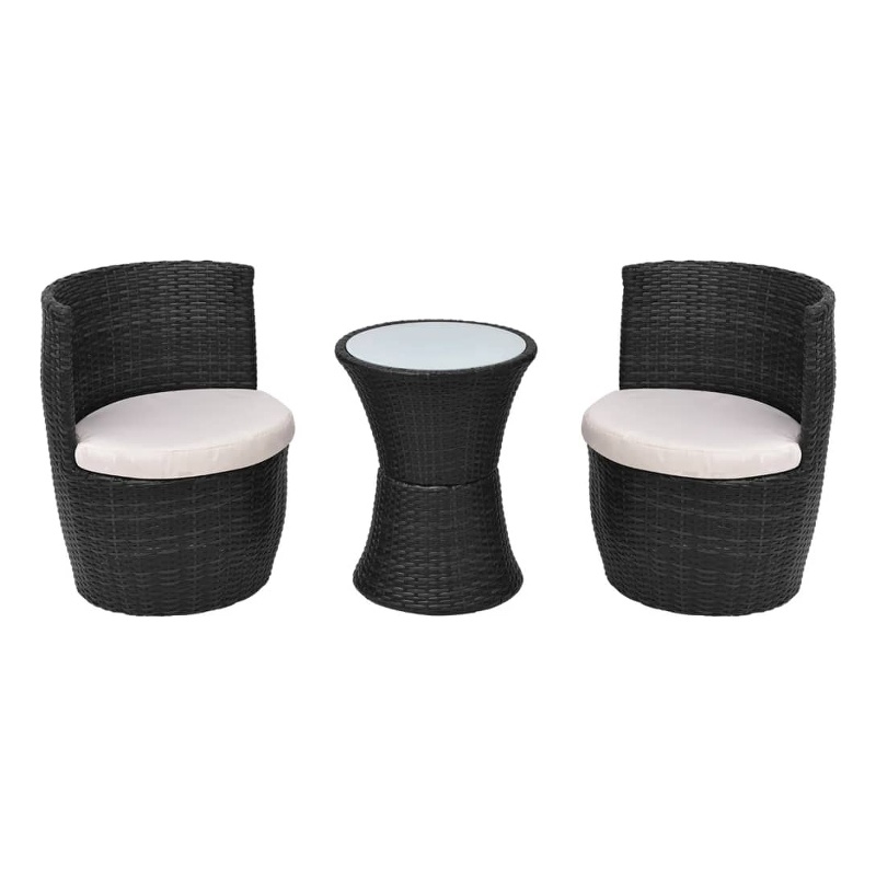 vidaXL 3 Piece Sofa in Black/Cream