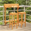 vidaXL 3 Piece Solid Acacia Wood Standard Bar Set in Natural