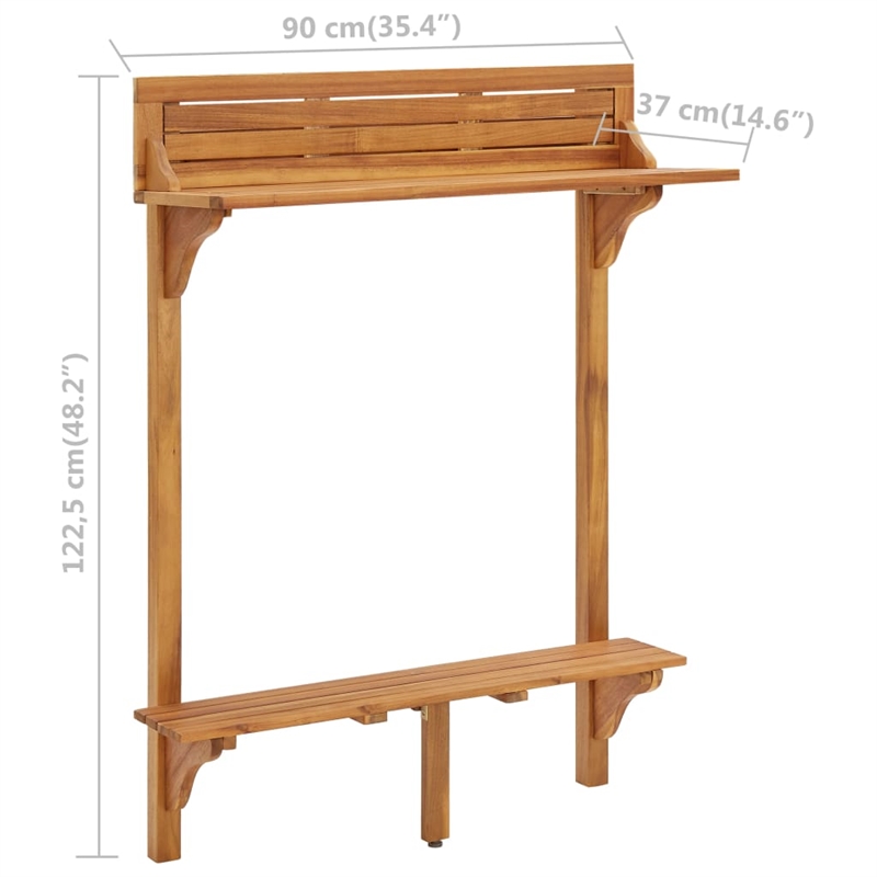vidaXL 3 Piece Solid Acacia Wood Standard Bar Set in Natural