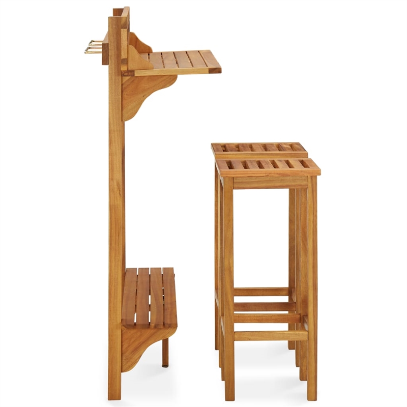 vidaXL 3 Piece Solid Acacia Wood Standard Bar Set in Natural