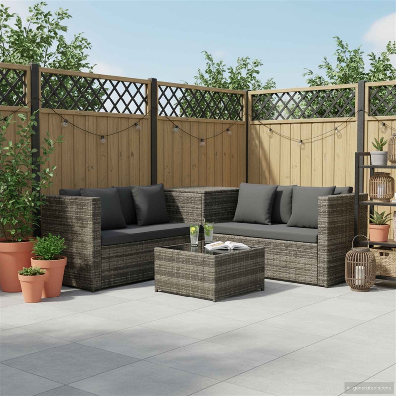 vidaXL 4 Piece Steel Patio Furniture Gray
