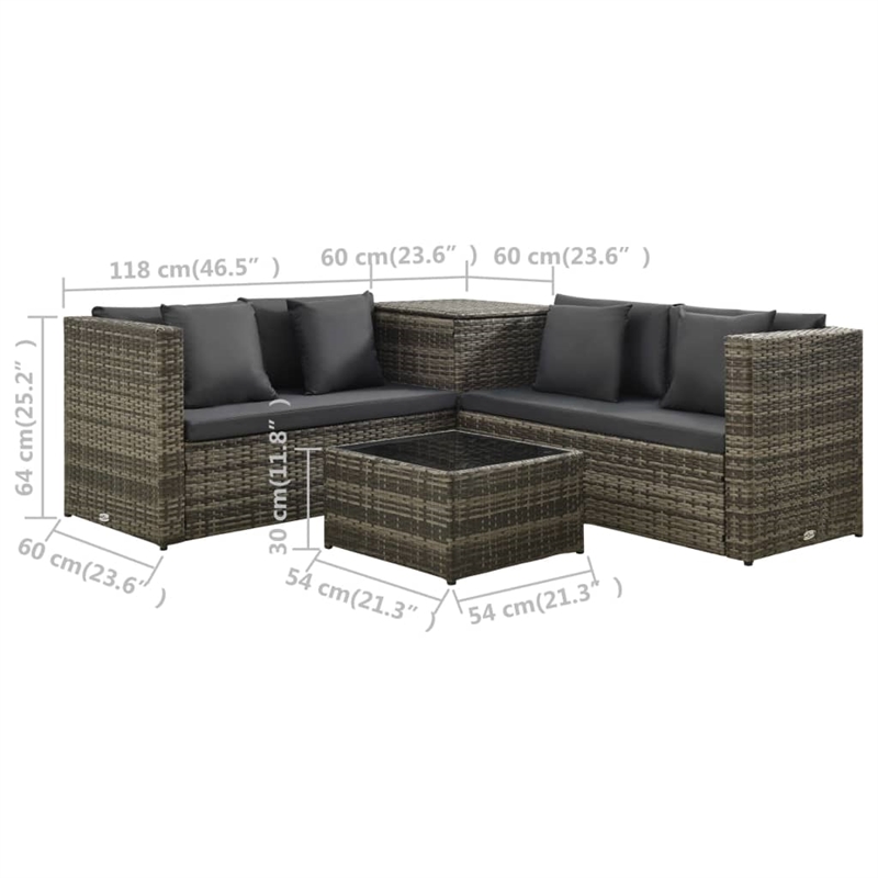 vidaXL 4 Piece Steel Patio Furniture Gray