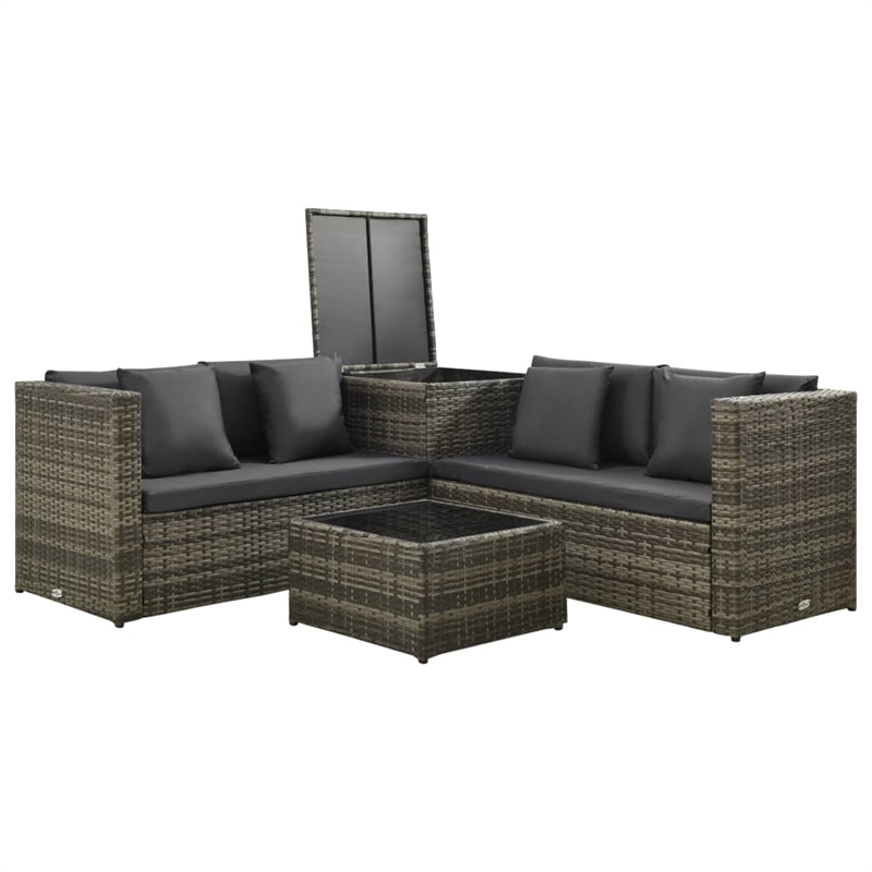 vidaXL 4 Piece Steel Patio Furniture Gray