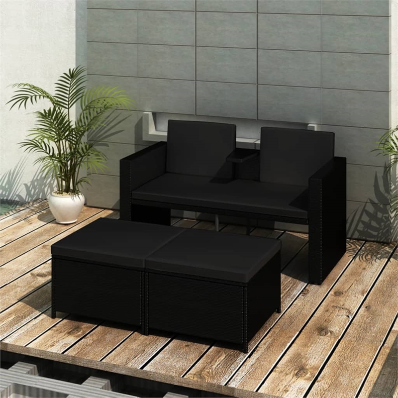 vidaXL Steel Garden Lounge Set in Black