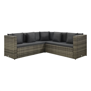 vidaXL Poly Rattan Patio Furniture Gray