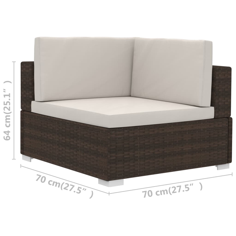 vidaXL 3 Piece Steel Patio Sofa Set in Brown