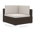 vidaXL 3 Piece Steel Patio Sofa Set in Brown
