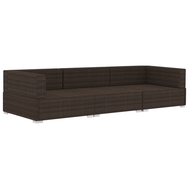 vidaXL 3 Piece Steel Patio Sofa Set in Brown