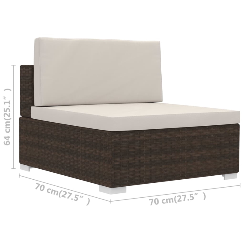 vidaXL 3 Piece Steel Patio Sofa Set in Brown