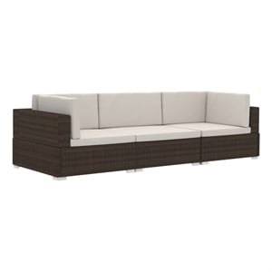 vidaXL 3 Piece Steel Patio Sofa Set in Brown
