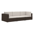 vidaXL 3 Piece Steel Patio Sofa Set in Brown