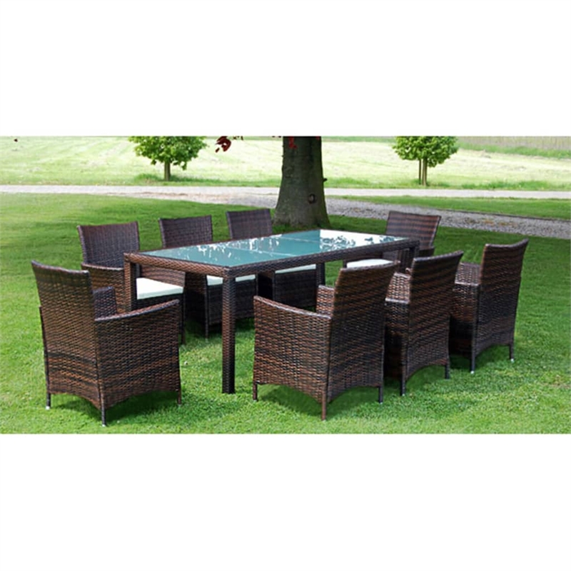 vidaXL 9 Piece Steel Large Furniture Set in Brown