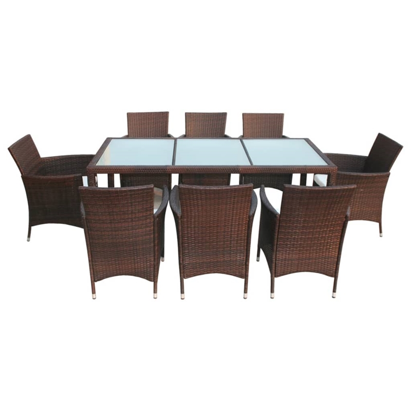 vidaXL 9 Piece Steel Large Furniture Set in Brown