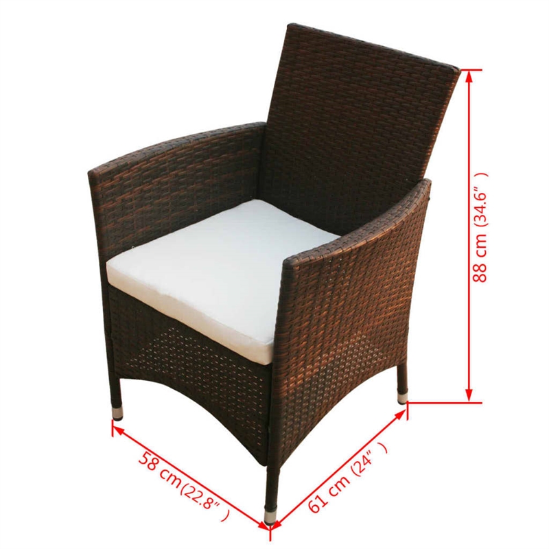 vidaXL 9 Piece Steel Large Furniture Set in Brown