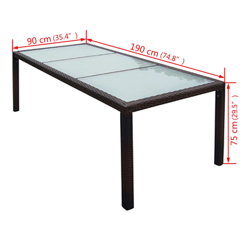vidaXL 9 Piece Steel Large Furniture Set in Brown