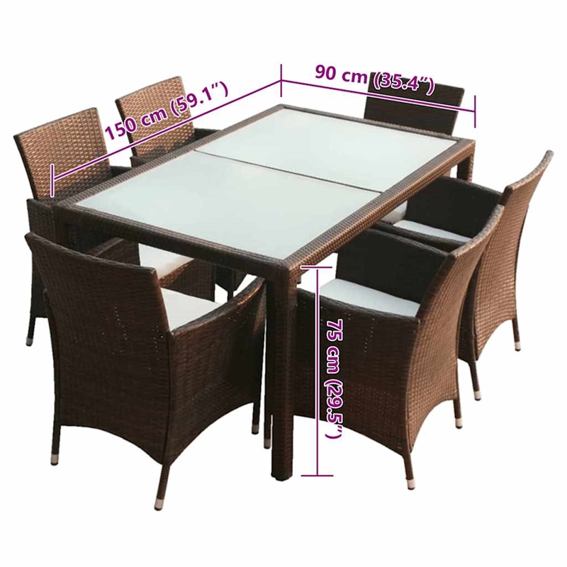 vidaXL 7 Piece Furniture Set in Brown