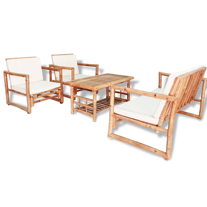 vidaXL 4 Piece Bamboo Medium Sofa Set in Brown