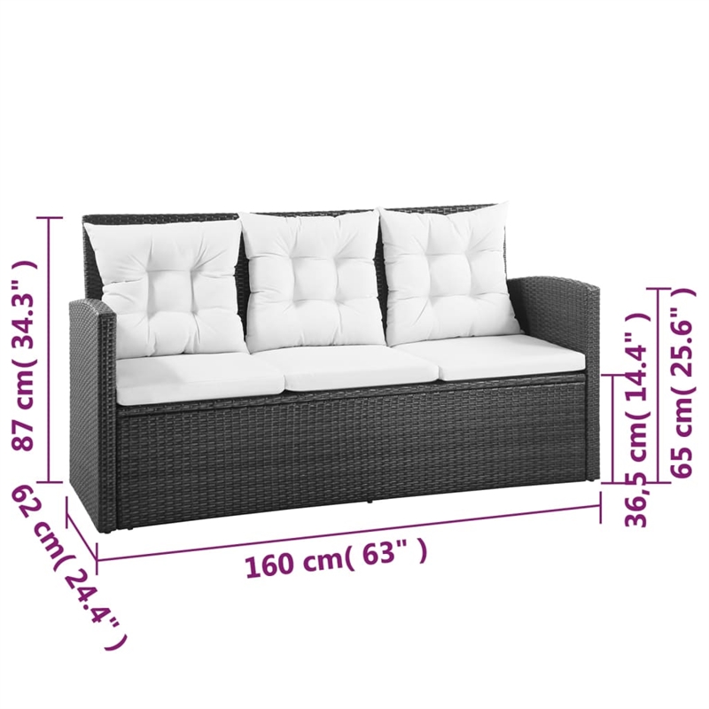 vidaXL 5 Piece Steel Sofa Set in Black/White/Cream