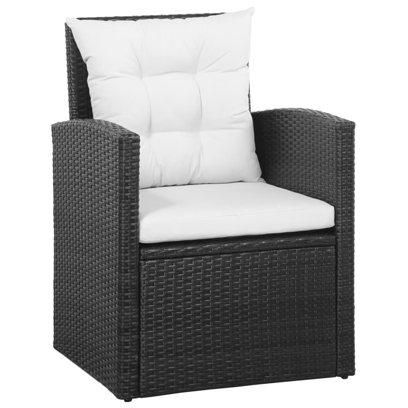 vidaXL 5 Piece Steel Sofa Set in Black/White/Cream
