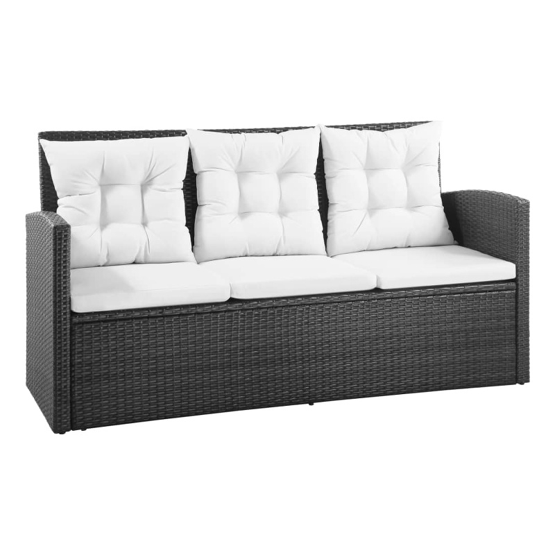 vidaXL 5 Piece Steel Sofa Set in Black/White/Cream