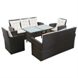 vidaXL 5 Piece Steel Sofa Set in Brown/Cream