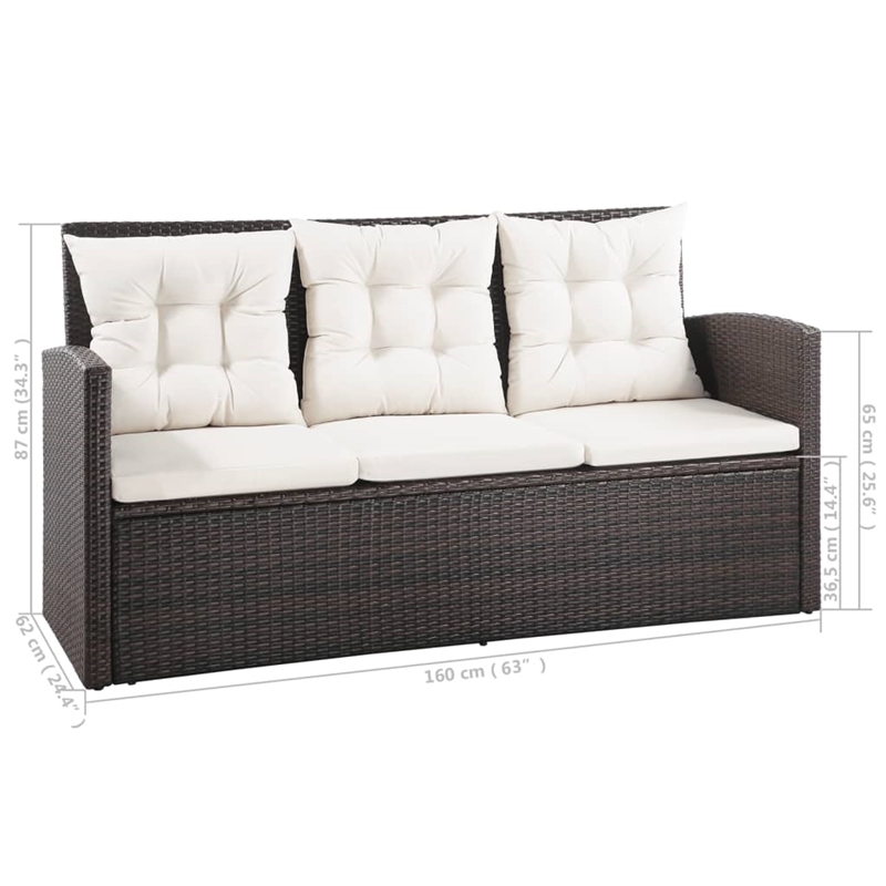 vidaXL 5 Piece Steel Sofa Set in Brown/Cream